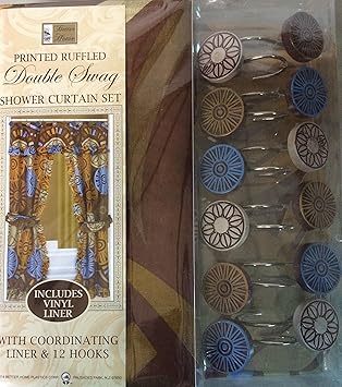 Amazon Com Brown With Circle Design Fabric Double Swag Priscilla