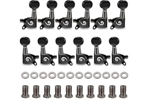 Vangoa 6L6R 12 Pieces Guitar String Tuning Pegs Tuner Machine Heads Knobs Tuning Keys for 12 String Acoustic or Electric Guitar, Nickel, DARK BRONZE