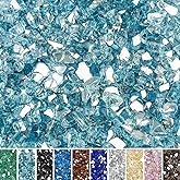 Skyflame 10-Pound Fire Glass for Fireplace Fire Pit and Landscaping, 1/2-Inch Aqua Blue Reflective