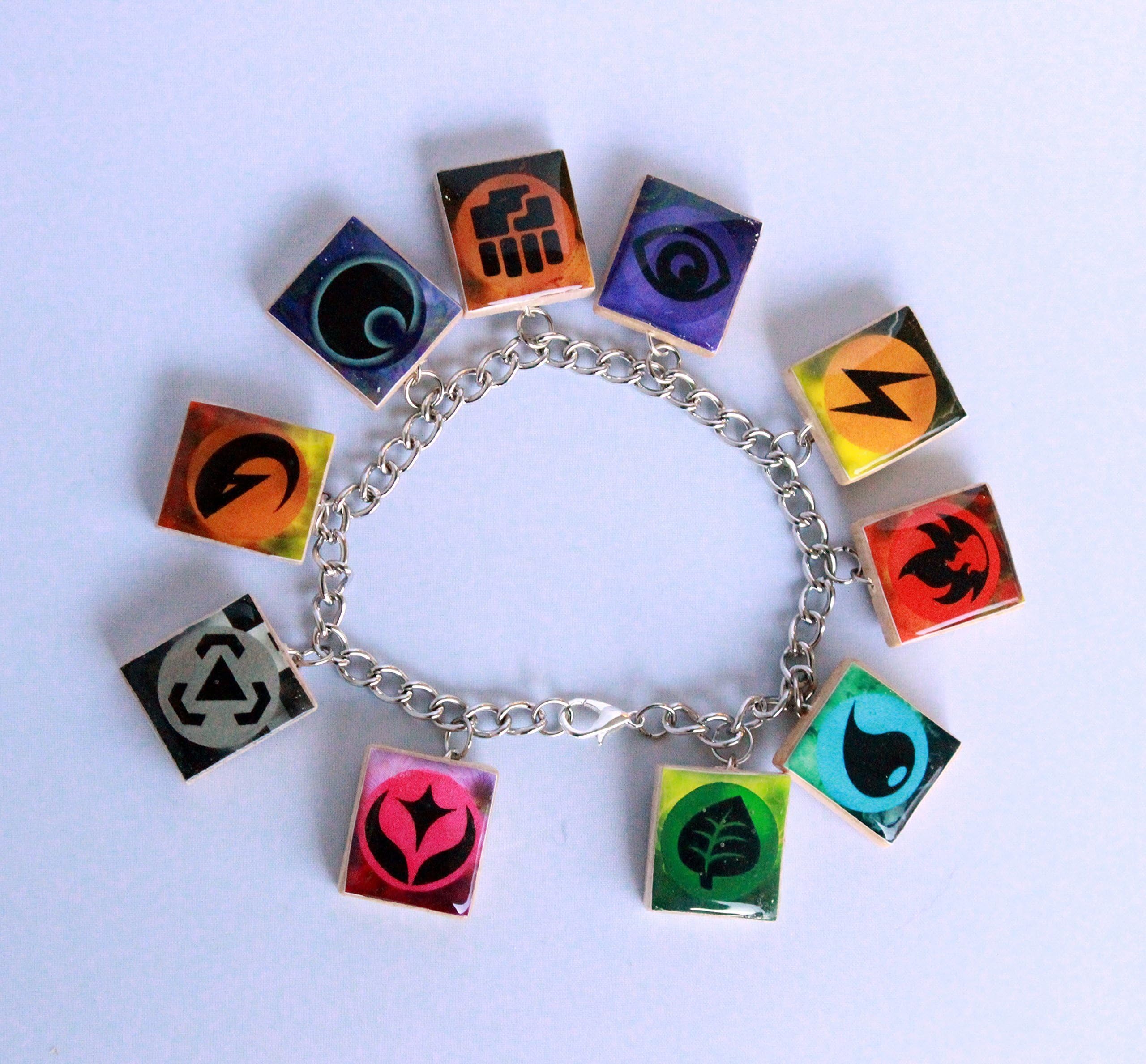 Pokemon Energies Inspired Scrabble Tile Charm Bracelet