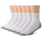 Hanes Men's 6 Pack FreshIQ Full Cushion Ankle Socks, White, 10-13 (Shoe Size 6-12)
