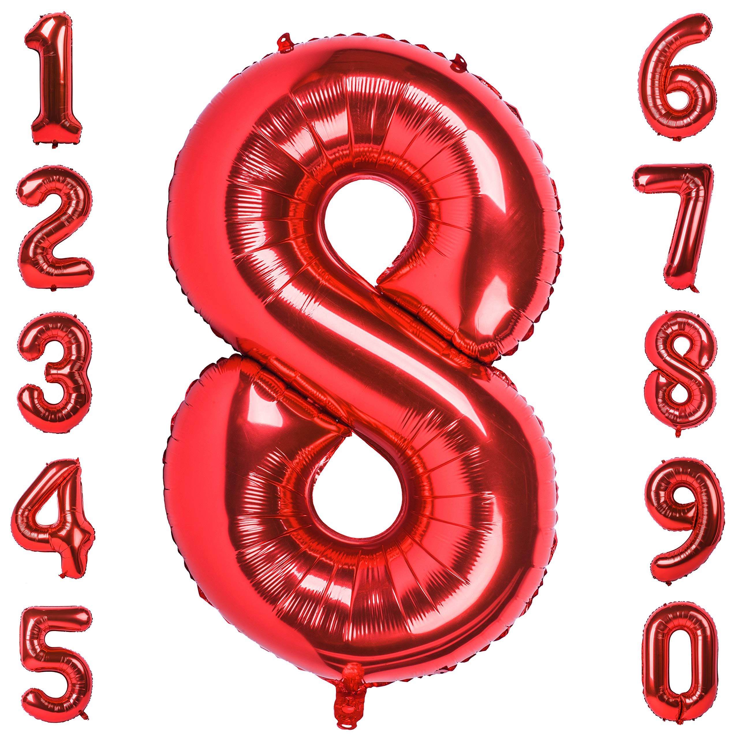Red 8 balloon 40 Inch Red Large Number Balloons Mylar Foil Big Number 8 Giant Helium Balloon Birthday Party Decoration