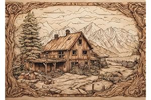 MESARTDECOUPAGE Sticky Rice Paper for Decoupage - Mulberry Craft Paper, Scrapbooking & Wood Burning, 11.22" to 15.55", Forest Cabin View, Mix Media, Furniture Decoupage Sheets, Craft Supplies