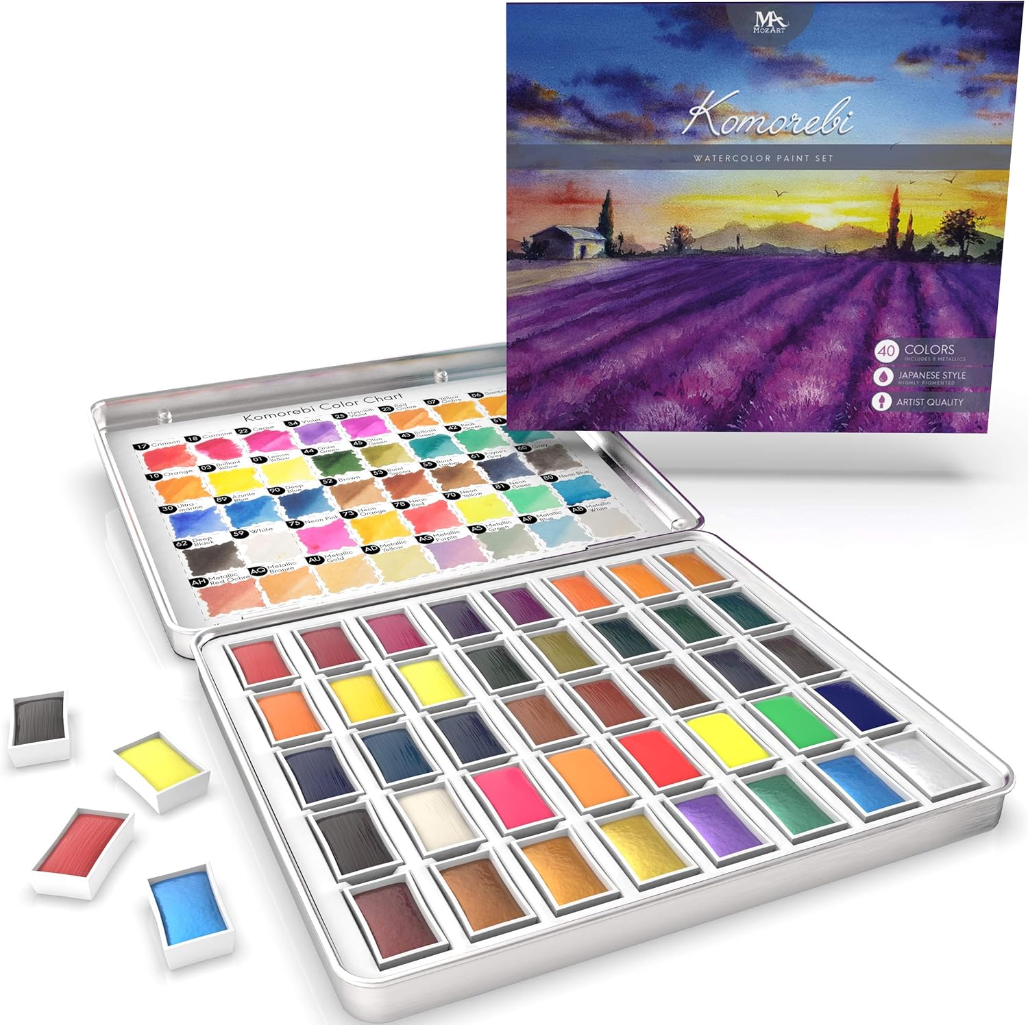 Komorebi Japanese Watercolour Paint Set 40 Colours Including