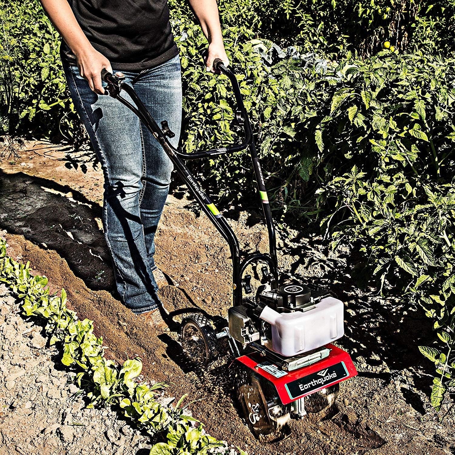 Earthquake 31635 MC33 Mini Tiller Cultivator, Powerful 33cc 2-Cycle Viper Engine, Gear Drive Transmission, Height Adjustable Wheels, 5 Year Warranty, Red : Garden & Outdoor