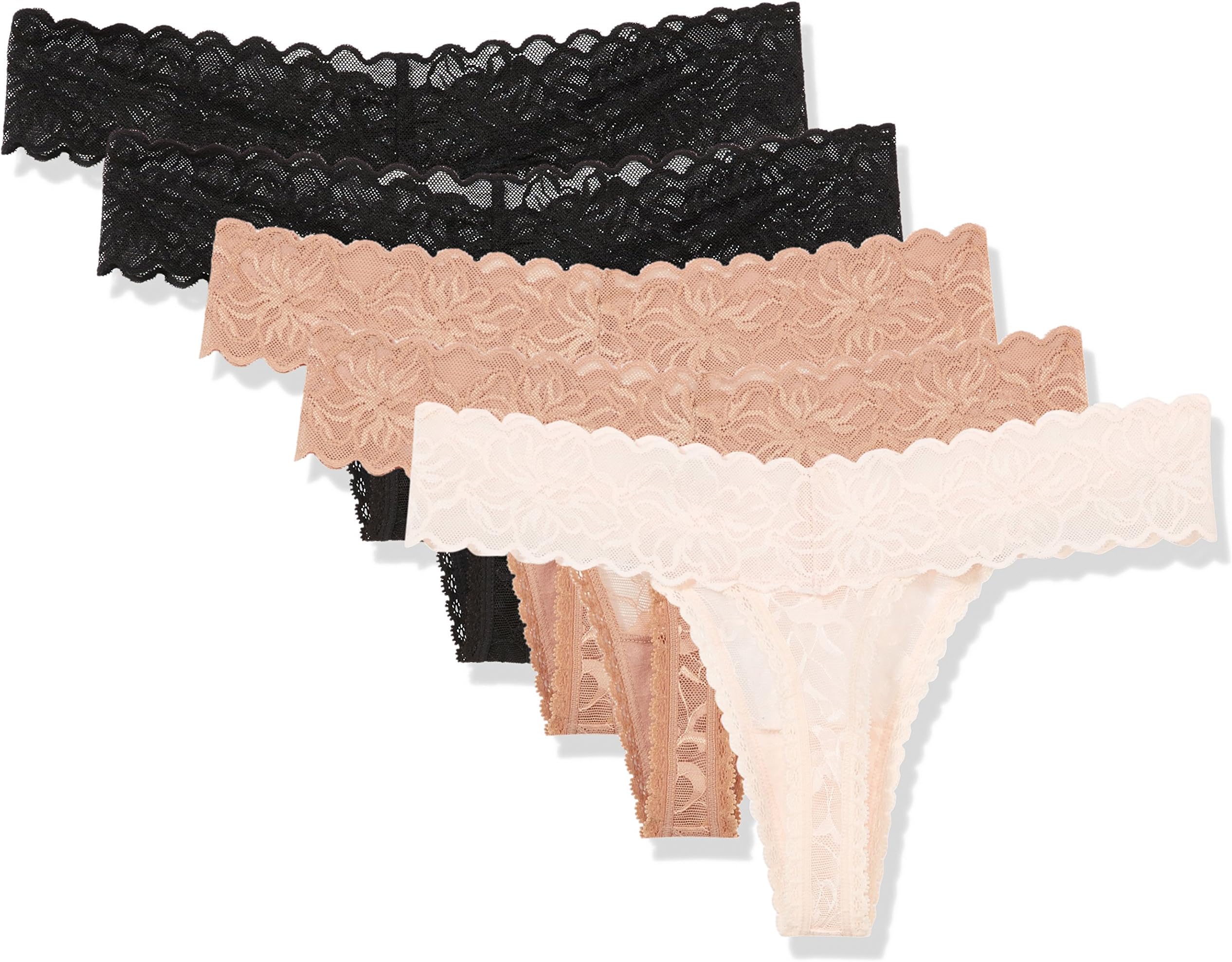 Madeline Kelly Women's 5 Pack V-Front Lace Thong Panty