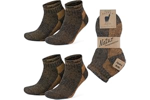 GoWith 2 Pairs Alpaca Wool Low-Cut Ankle Socks for Men Women, Cushioned Terry Warm Thermal Thick Merino Blend Camping Socks