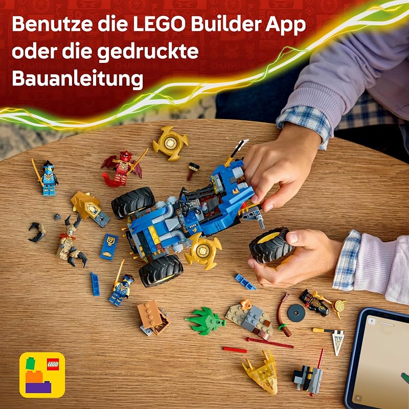 NINJAGO 2in1 Jays Transformationsflitzer - Ninja Truck mit 5 Minifiguren, inkl. Kai und NYA, sowie Shuriken und Schwertern - Kreatives Geschenk für Jungen ab 8 Jahren und Fans - 71856