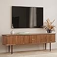 WERMO 71’’ TV Stand with Storage and Shelves for 65-75 inch TV. Wood Entertainment Center with Doors for Living Room and Bedroom, Mid Century Modern Console Table, Television Stand (Walnut)