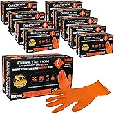 Dura-Gold Duratection 8 Mil Orange Super Duty Diamond Textured Nitrile Disposable Gloves, 10 Boxes of 100, Medium - Latex Free, Powder Free, Food Safe, Safety Protection Work Gloves, Industrial