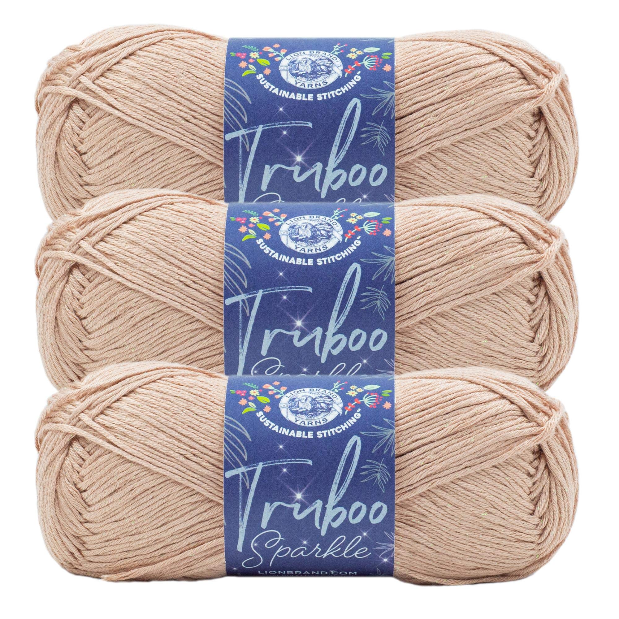 Photo 1 of (3 Pack) Lion Brand Yarn 836-306W Truboo Sparkle Yarn, Sugar Cookie