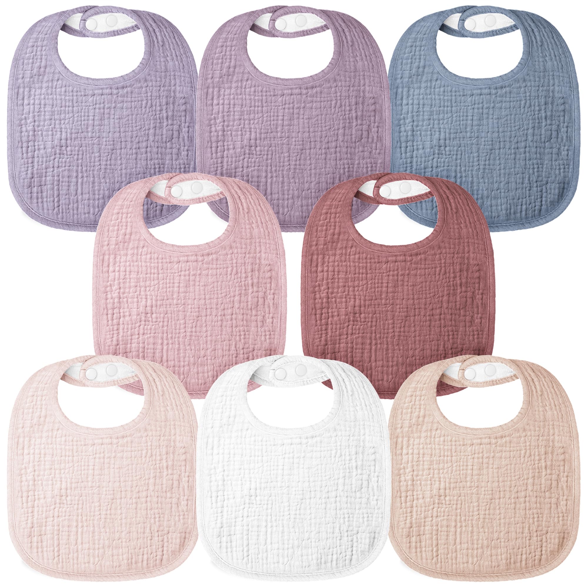Photo 1 of Bearmoss Muslin Baby Drooling Bibs 8 Pack, 100% Cotton Square Adjustable Bandana Bibs Gift for Baby Girls Boys Teething Drool (Summer Berry)