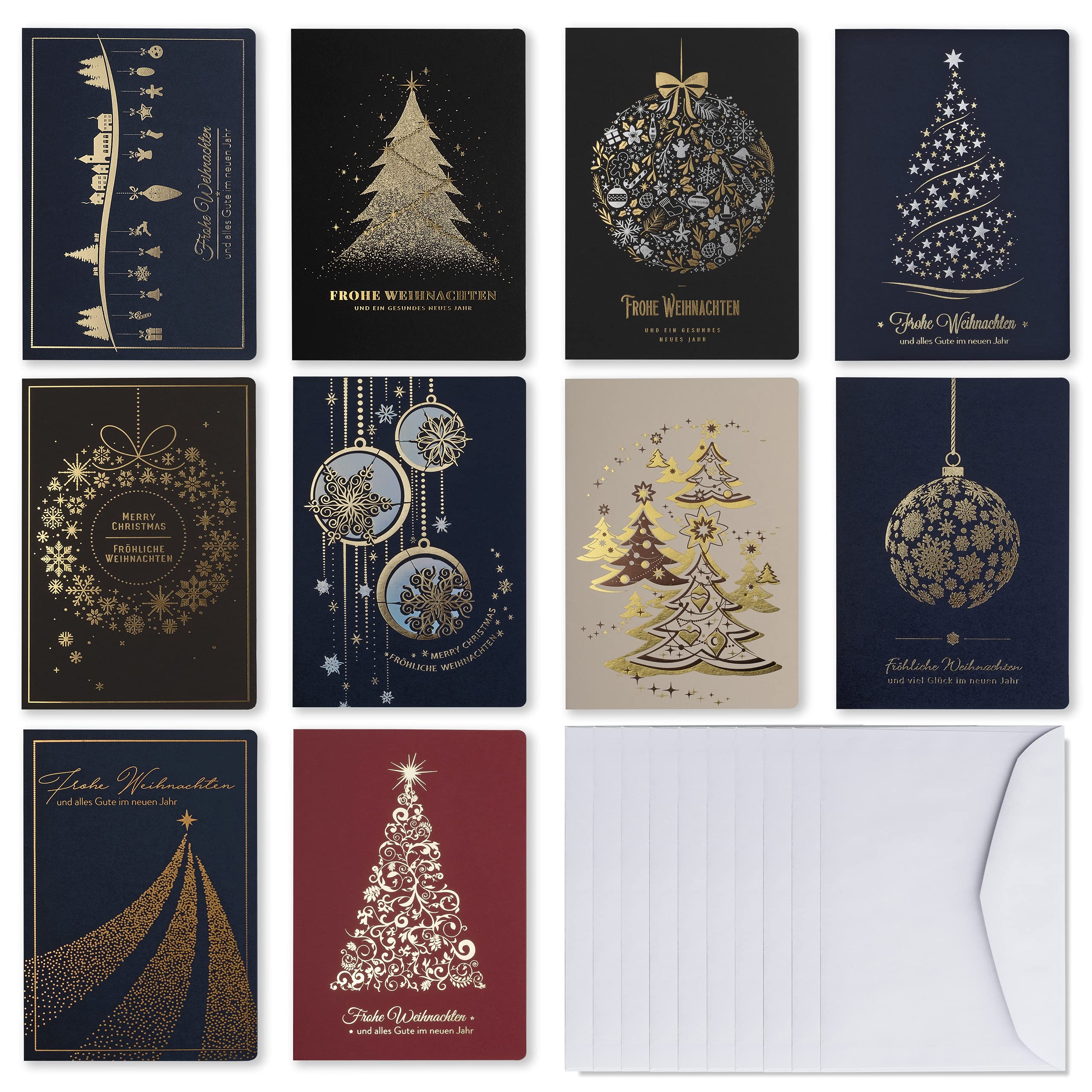 Christmas Cards with Envelopes and Inserts - Set of 10 Exclusive Christmas Cards by Art Nuvo
