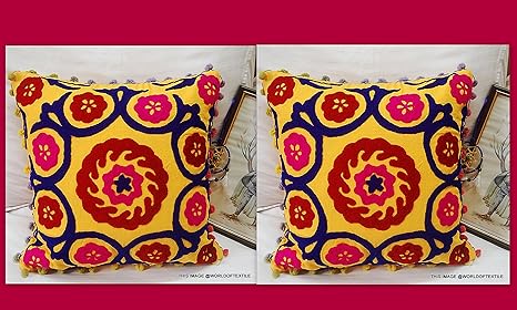 Buy 2 Pc Suzani Cushion Covers Handmade Embroidery Pillow Covers