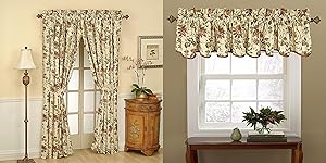 Waverly 10982050X084CRE Felicite 50-Inch by 84-Inch Window Curtain Panel Pair with 50-Inch by 15-Inch Window Valance (Crème)