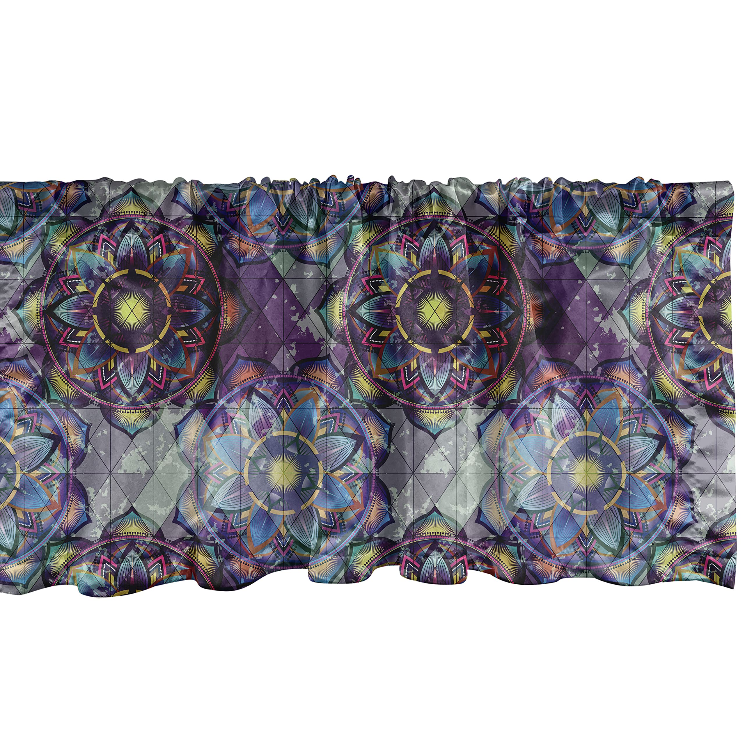 Ambesonne Lotus Window Valance, Psychedelic Surreal