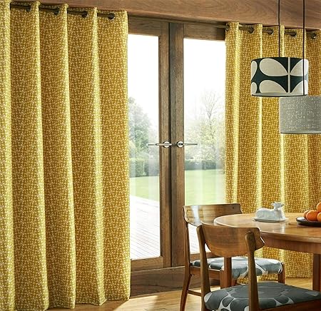 Amazon Com Orla Kiely Woven Acorn Cup Dandelion Yellow Fully Lined 46 X 90 117cm X 229cm Ring Top Curtains Drapes Everything Else
