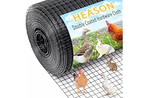 HEASON 48'' x 100' 1/2inch Hardware Cloth 19 Gauge Black PVC Coated Wire Fencing Galvanized Welding Garden Fence Roll Square Mesh 19 Gauge Chicken Rabbit Snake Cage Heavy Duty Welding Fencing