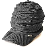 CHARM Mens Winter Knit Beanie Hat - Womens Slouchy Visor Cap Summer Baggy Slouch Knit