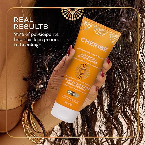 CHÉRIBÉ SOFTENING HAIR CONDITIONER – CHEBE COMPLEX + CASTOR OIL – STRENGTHENING CONDITIONER PROMOTES GROWTH, BOND REPAIR, & LENGTH RETENTION FOR ALL TEXTURES 2A-4C & POROSITIES, SULFATE FREE, 8 FL OZ
