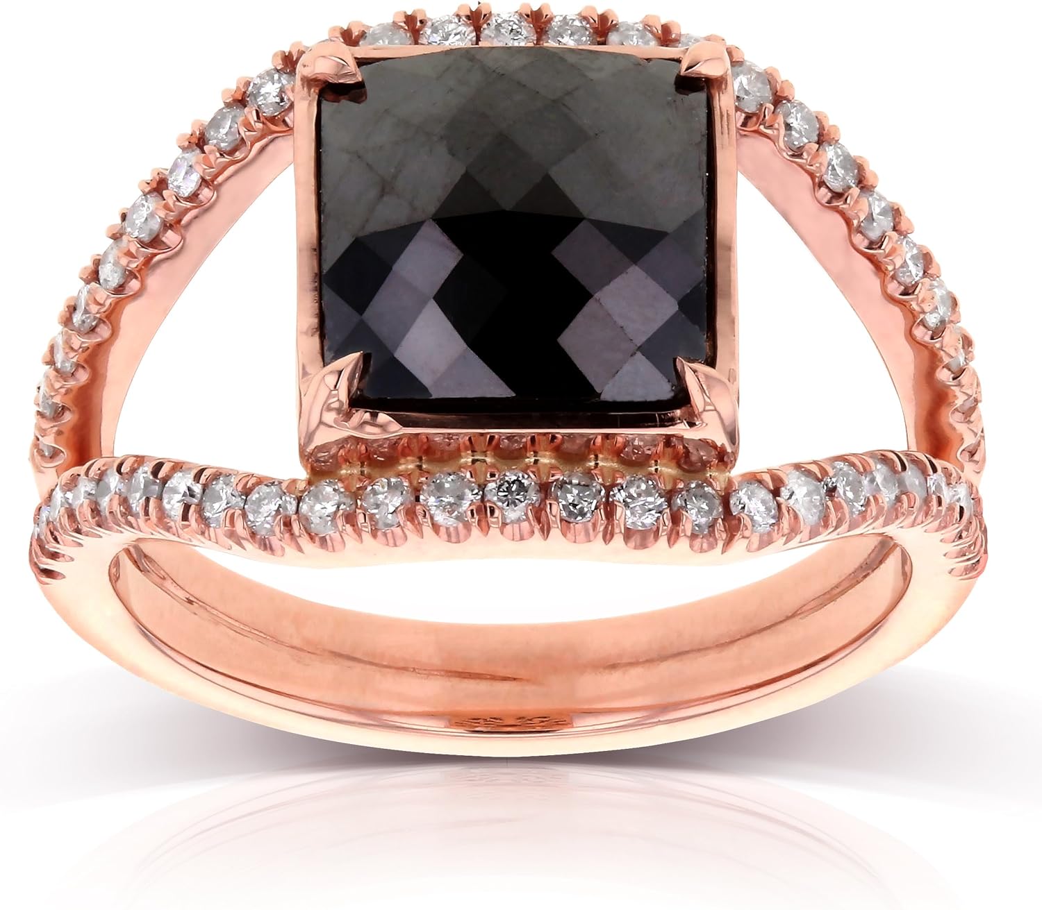 Princess Cut Black Diamond Ring 4 CTW in 14k Rose Gold_8.0 Kobelli