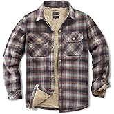 Puwasa Men's Sherpa Lined Cotton Flannel Shirt Jacket Plaid Button Up Jacket Coat for Men with Pocket