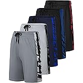 Real Essentials 5 Pack: Men’s 9" Mesh Shorts – Athletic Gym, Workout, Basketball, Running, Casual Lounge Activewear Pockets