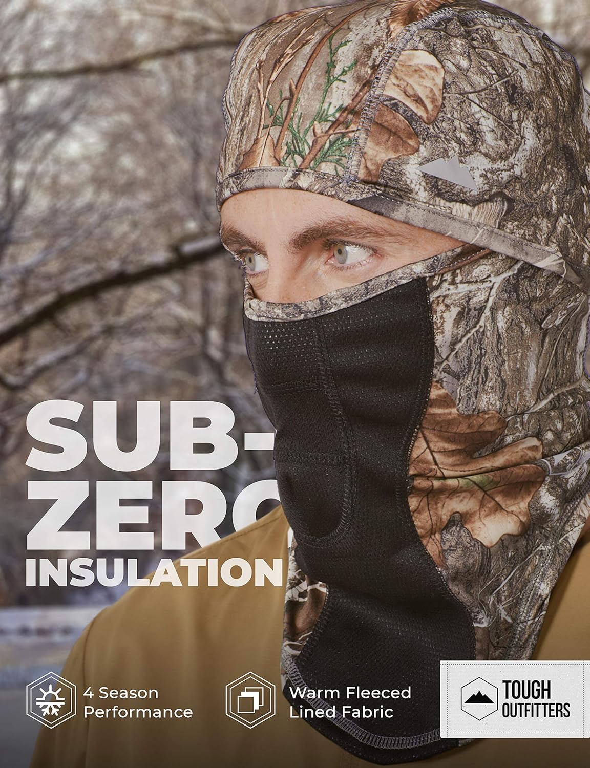 Realtree Edge Camo Hunting Balaclava Ski Mask - Cold Weather Full Face Cover for Winter Motorcycle Riding, Camping & Hiking: Automotive