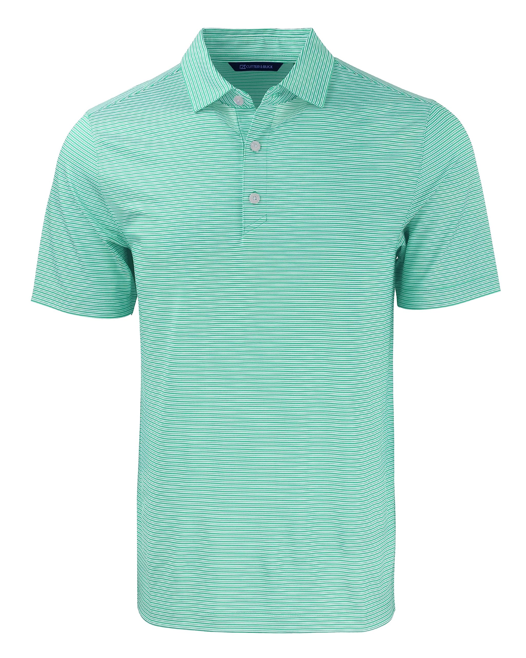 Cutter & Buck Forge Eco Double Stripe Stretch Recycled Mens Polo, Fresh Mint/White
