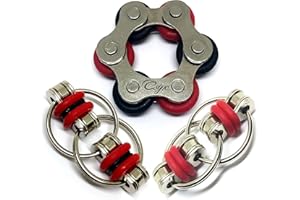 CSYNCDIRECT Fidget Roller Chain Finger Exerciser - Stress Relief Perfect for ADHD, ADD, Anxiety in Office, Studying or Work Stocking Stuffers Gifts (3 Piece) (Red)