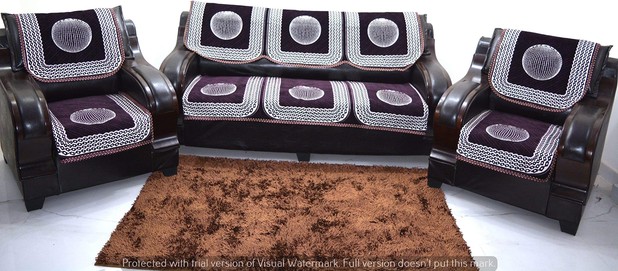 KINGLY Purple Sofa Cover Set of 6PC(3+1+1) Make in India Product ID:FOOTBALL01