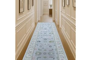 Fame Living Faded Oushak Rug, Turkish Vintage Floral Pastel Large Oversized Area Rugs for Living Room Dining Bedroom Kitchen Bathroom Nursery (854CrBl, 2'5" x 6'6")