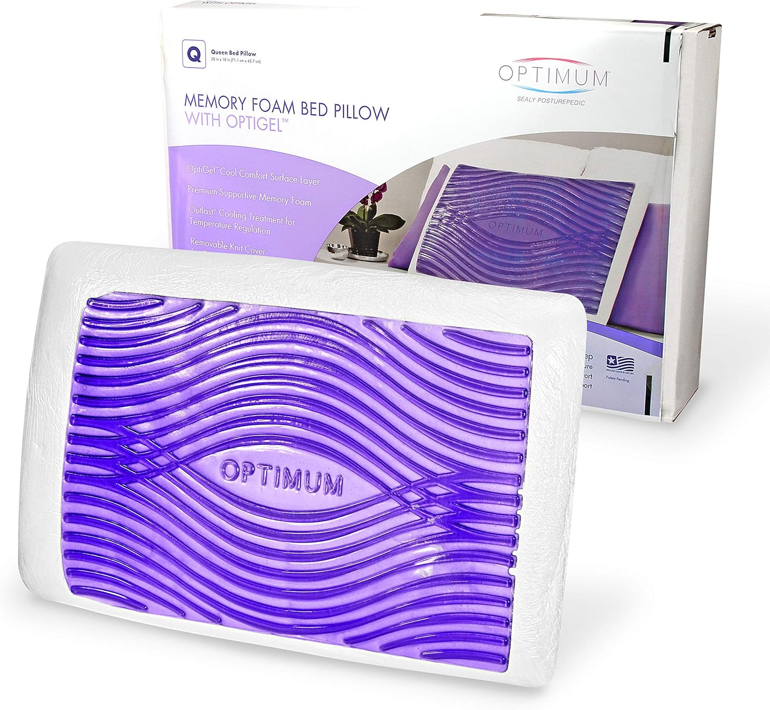 Amazon Com Sealy Optimum Memory Foam Bed Pillow With Optigel