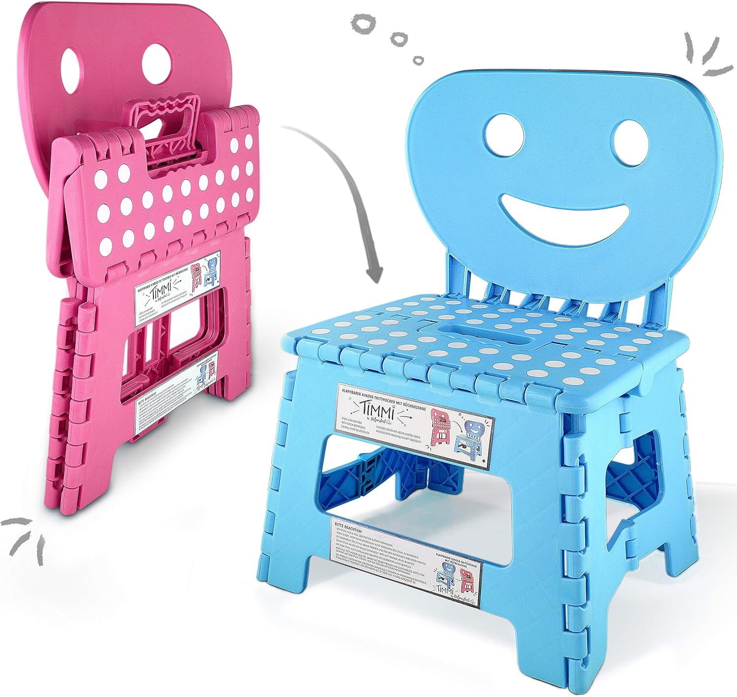 Helperfect® 2in1 Klappbarer Kinderstuhl & Tritthocker mit Rückenlehne