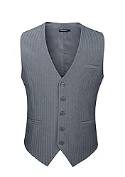 HISDERN Mens Dress Vest Business Suit Vests Grey