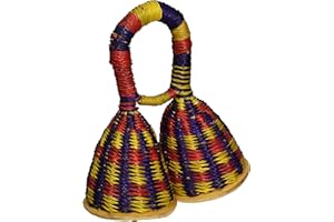 Africa Heartwood Project Double Woven Seed Caxixi Shaker - 5-6" Ghana Basket Shaker with Gourd Base, Colors Will Vary - Handcrafted African Musical Instrument
