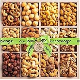 NUT CRAVINGS - Purim Mishloach Manot Mixed Nuts Gift Basket in Reusable Wooden Tray + Green Ribbon (12 Assortments) Treats for Adults, Food Arrangement, Healthy Snack Care Package, Kosher