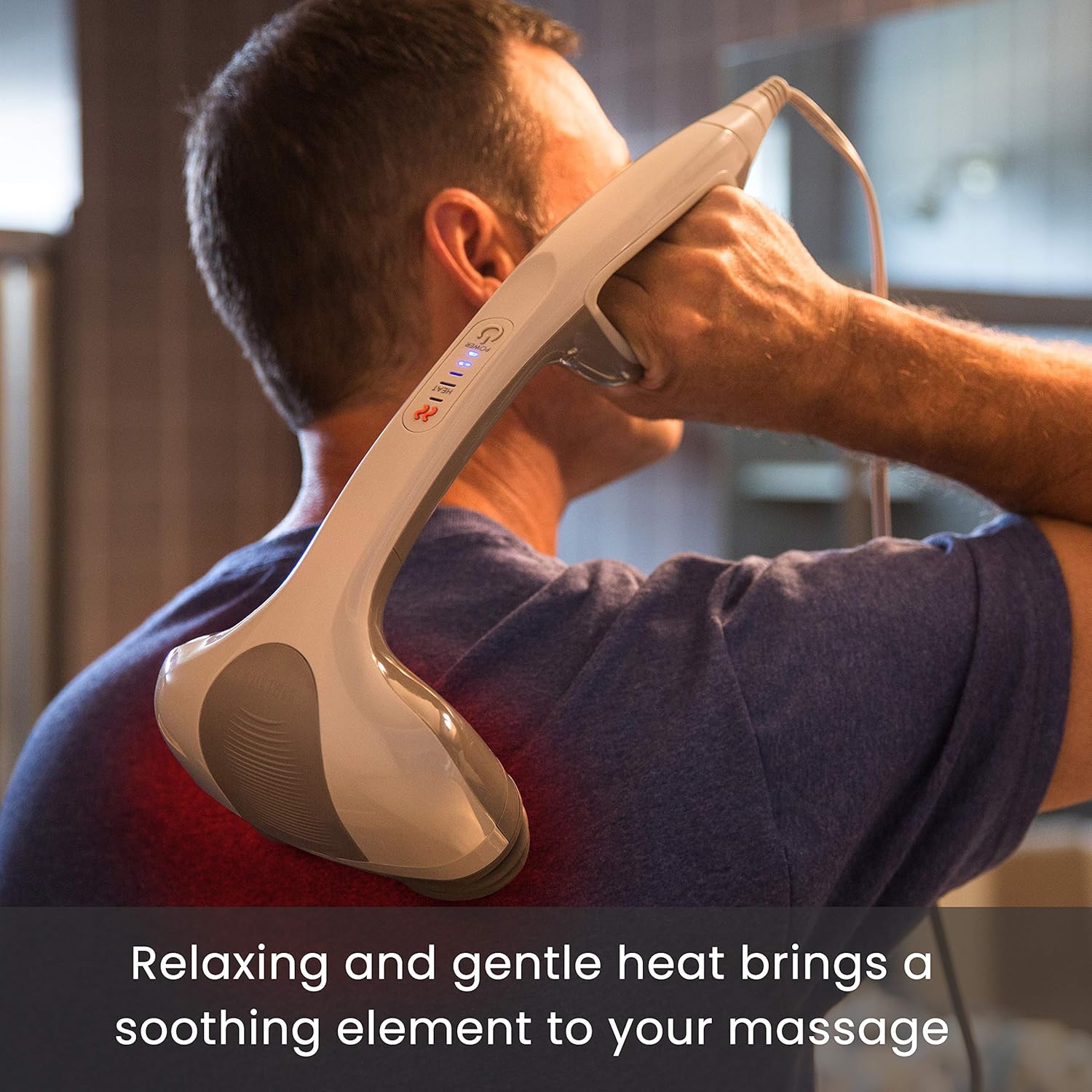 HoMedics Percussion Action Massager with Heat | Adjustable Intensity , Dual Pivoting Heads | 2 Sets Interchangeable Nodes , Heated Muscle Kneading for Back , Shoulders , Feet , Legs , & Neck: Health & Personal Care