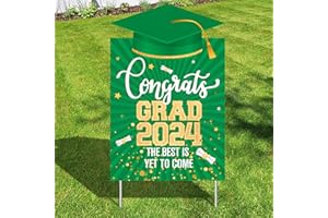 KatchOn, Green Graduation Yard Sign with Stakes - 16 Inch | Congrats Grad Yard Sign 2024, Graduation Decorations Class of 2024 | Graduation Yard Signs Class of 2024, Graduation Party Decorations 2024