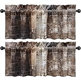 LALILO Abstract Art 2 Pack Valance for Windows - Wrinkle Resistant Blackout Valances, Heavyweight Fabric (52x18 Inch, Brown)
