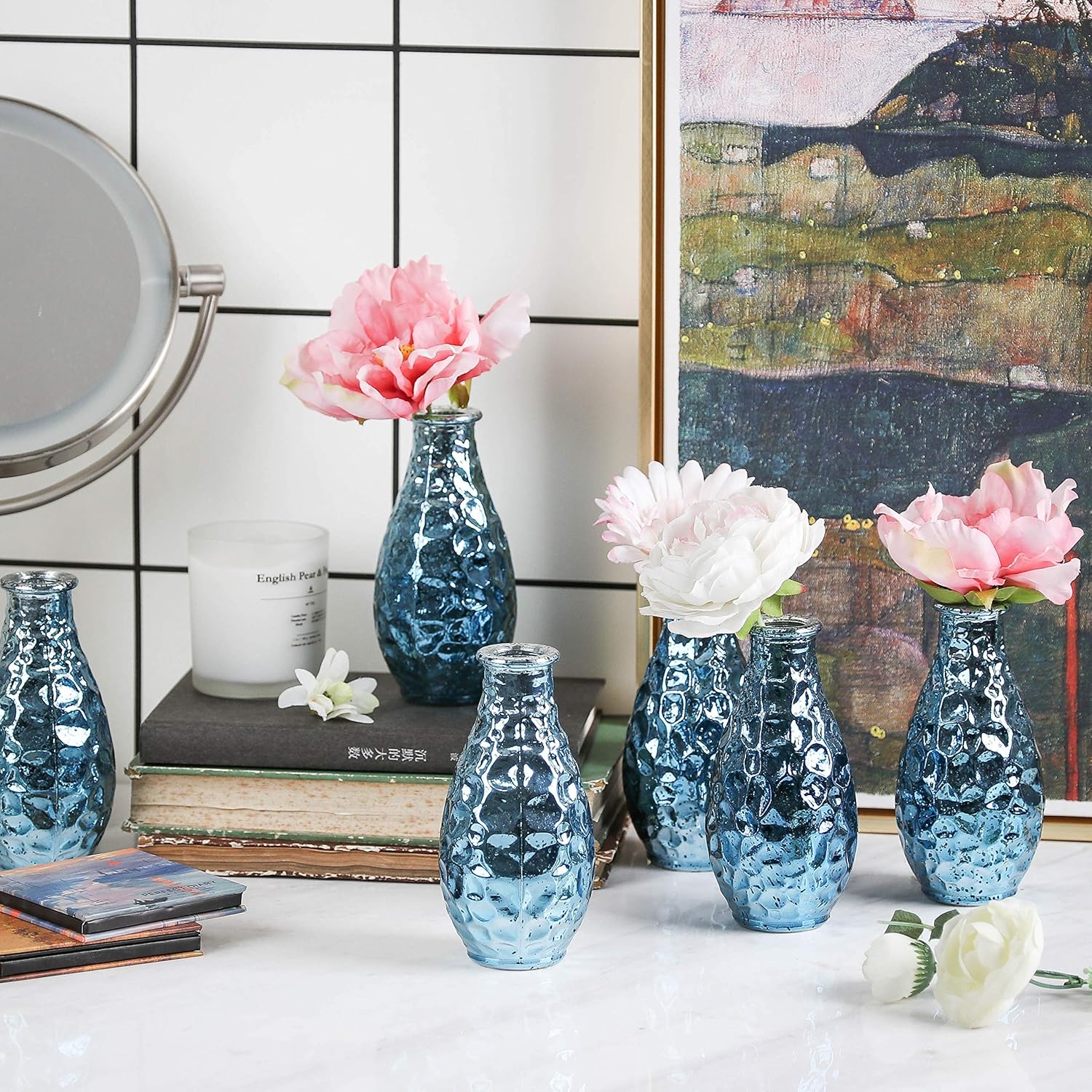 Pebble Grain Mercury Decorative Bottles Gala Houseware Home Decor