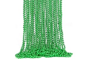 Biubumtu 30Pcs St Patricks Day Accessories, Green St. Patricks Day Beads Necklace, 33" Round Beads Irish Saint Patricks Necklaces Bulk Costume Stuff, Parade Throw Accessories