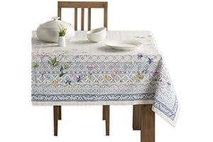 Maison d' Hermine 100% Cotton Tablecloth 60 Inch x 120 Inch Easter Table Cover Rectangle Table Cloths Decorative Tablecloths for Dining Table, Buffet Parties and Camping - Faience - Spring/Summer
