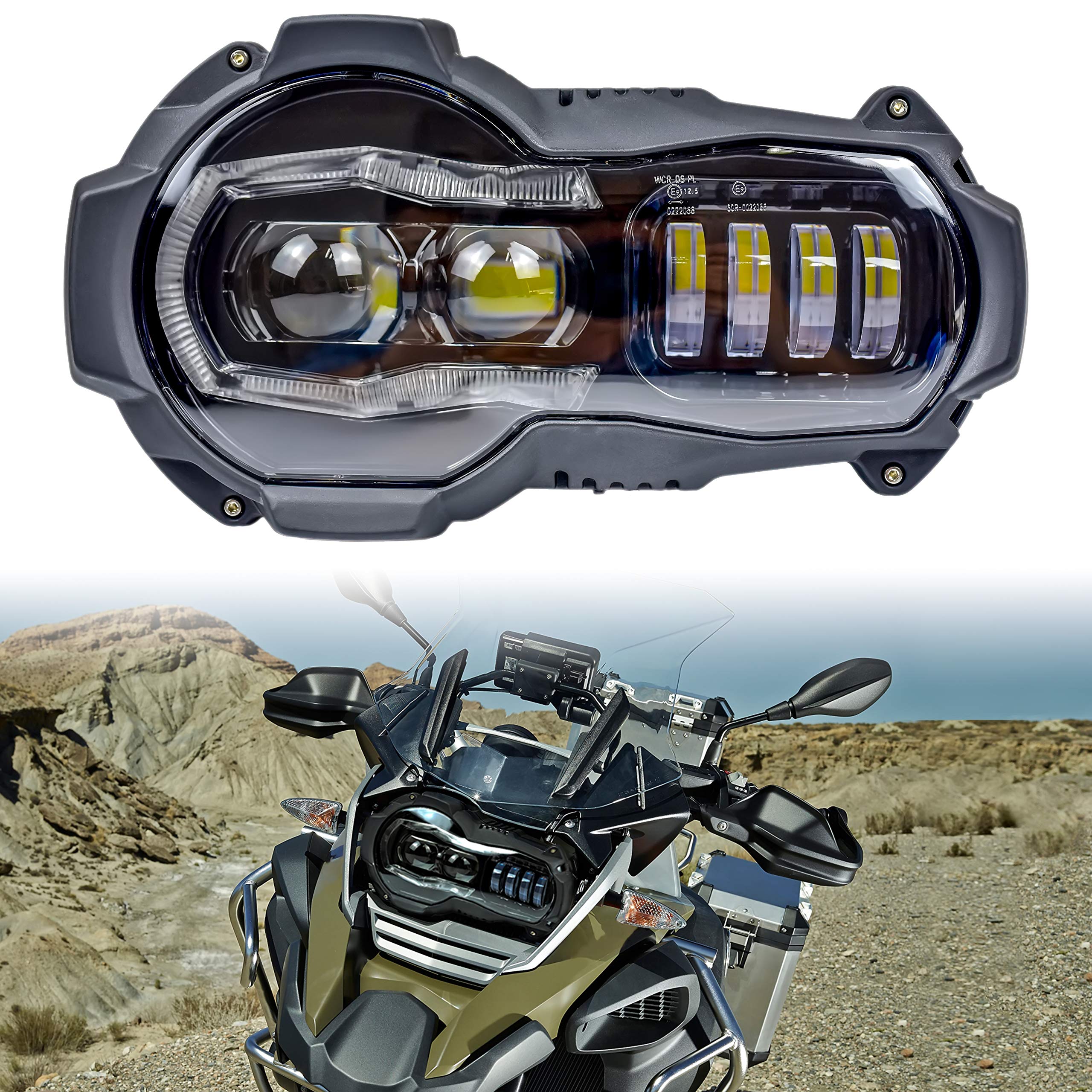SAUTVS LED Headlight Assembly for R1200GS, EMark Approved Head Light