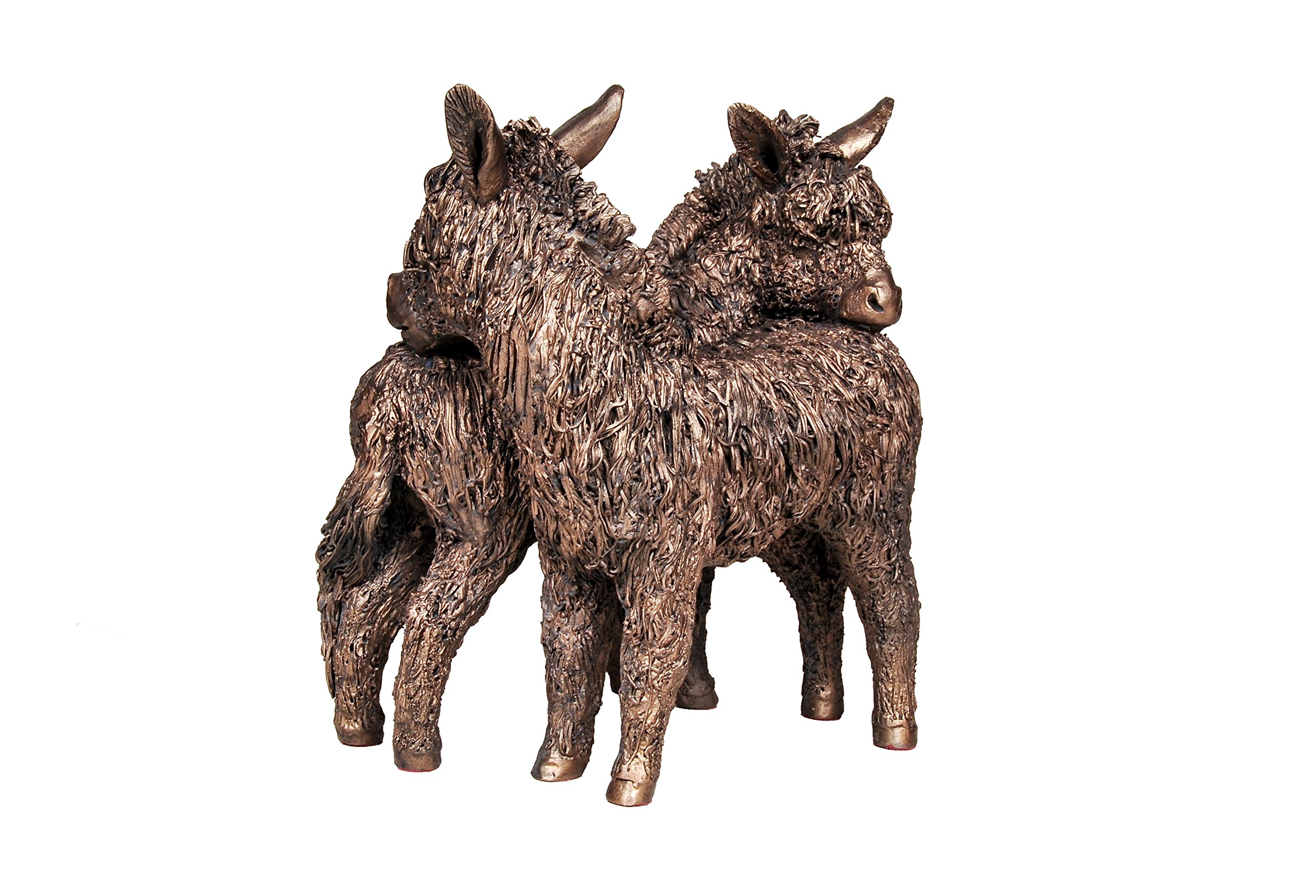 Pair of Donkeys Standing - large cold cast bronze sculpture by Veronica Ballan