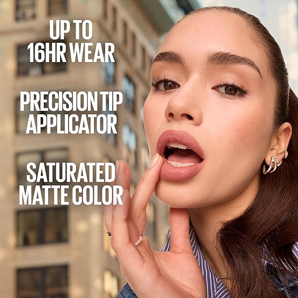 MAYBELLINE SUPER STAY MATTE INK LIQUID LIPSTICK MAKEUP, LONG LASTING HIGH IMPACT COLOR, UP TO 16H WEAR, PIONEER, BLUE RED, 1 COUNT, PACKAGING MAY VARY