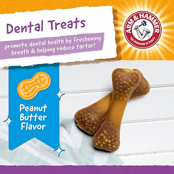 ARM & HAMMER FOR PETS NUBBIES DENTAL TREATS VALUE SIZE – BAKING SODA & CALCIUM DOG DENTAL CHEWS, HELPS SCRUB PLAQUE & TARTAR WHILE CHEWING, PEANUT BUTTER FLAVOR, 139 COUNT, 52.8 OZ