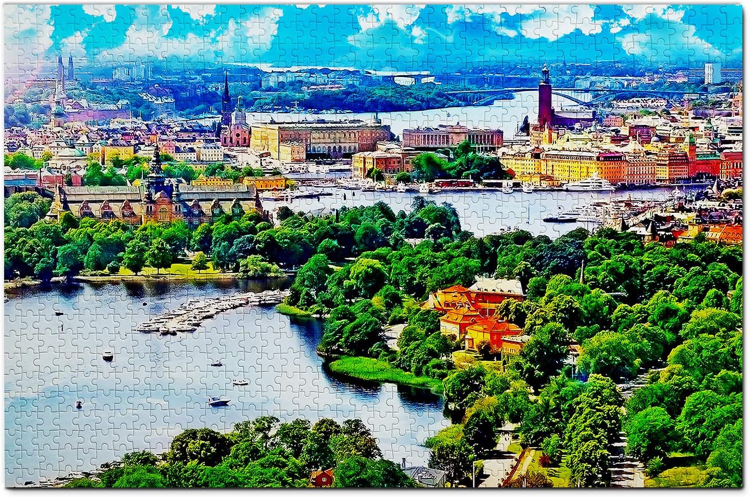 Sweden Jigsaw Puzzle 1000 Piece Sweden Stockholm Old Town Puzzle Game Artwork Travel Souvenir