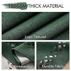 MIULEE Hunter Green Thick Polyester Linen Rectangle