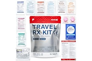 SurviveX Travel Medicine Kit - Compact TSA-Approved Medication Pack for Travel, Camping, Cruises - Includes Over-The-Counter Individual Medicine Packets